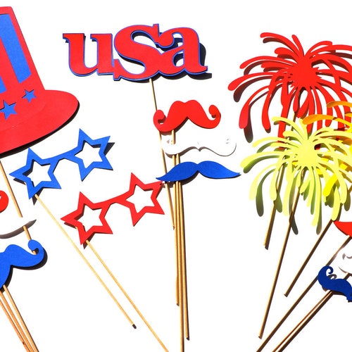 Patriotic Photo Booth Props and Decorations Printable Over | Etsy