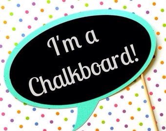 Chalkboard Photo Booth Prop - Chalk Board Bubble Prop - You Choose Background Color - Fun for Parties, Weddings