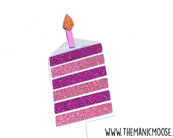 Birthday Cake Photo Booth Props ~ Baby Shower Prop ~ Pinks ~ Glitter