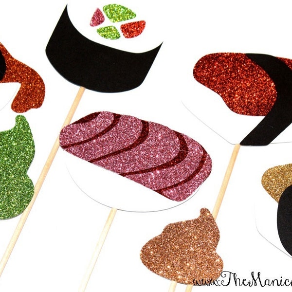 Photo Booth Props ~ Sushi Photo Booth Props ~ Set of 7 Props ~ Fun Foods Collection