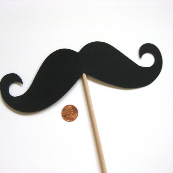 Photobooth Props - Giant Mustache on a Stick - 7" x 2" Stache - Photo Booth Props - Party Props