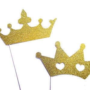 Photo Booth Props - Prince and Princess Crowns with GLITTER - Photobooth Props