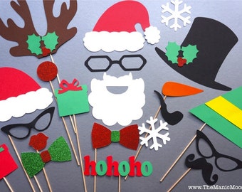 Christmas Photo Props - 21 piece set - Makes GREAT Christmas Cards - Santa and Friends