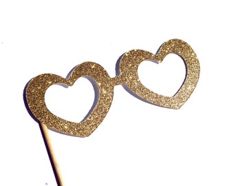 Photo Booth Props -  GLITTER HEART glasses - You Choose Color - Birthdays, Weddings, Parties - Photobooth Props