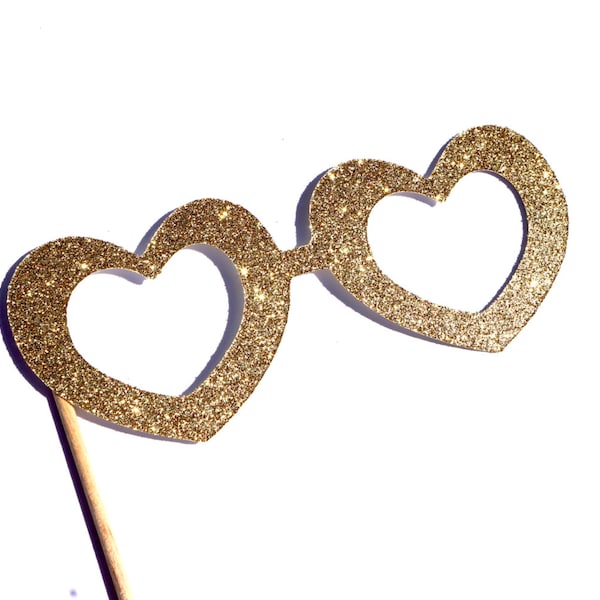 Photo Booth Props -  GLITTER HEART glasses - You Choose Color - Birthdays, Weddings, Parties - Photobooth Props