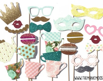 Limited Edition Photo Booth Props ~ Deluxe Set of 21 Props ~ Vintage Tea Party Photo Booth Props ~ Limited Qty Available!