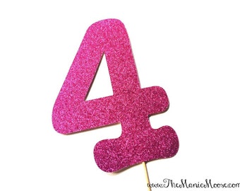 Photo Booth Props - GLITTERY number on a stick  -  You Choose Number and Color - GLITTER Photobooth Prop