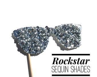 Photo Booth Props - Rockstar Sequin Glitter Sunglasses - Disco Ball Edition