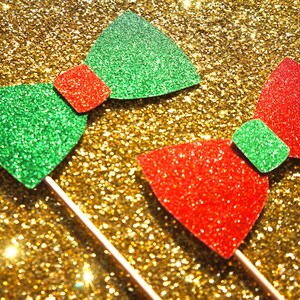 Christmas Photo Booth Props 11 piece set GLITTER Photobooth Props Party Rockin' Santa and Mrs. Claus image 3