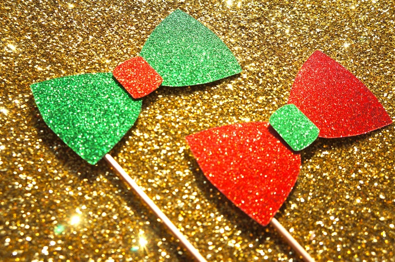 Christmas Photo Booth Props 11 piece set GLITTER Photobooth Props Party Rockin' Santa and Mrs. Claus image 3