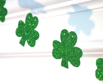 St. Patrick's Day Banner - GREEN GLITTER SHAMROCK garland