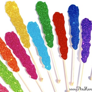 Rock Candy Photo Booth Props - Set of 12 GLITTER Rock Candy Props - Birthdays, Weddings, Parties - Sweet Treats Collection