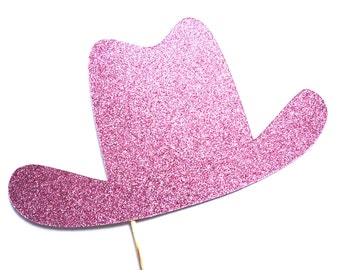 Photo Booth Props - PINK GLITTER Cowgirl Hat Prop - Birthdays, Weddings, Parties - Photobooth Props