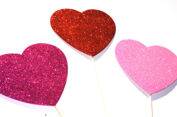 Valentines Day Photo Booth Props 3 FOAM Hearts on a Stick Valentines Day  Props 