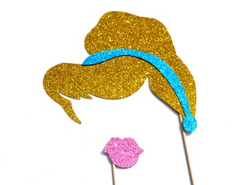 Princess Photo Booth Props - 2 piece set - GLITTER Props - Birthdays, Weddings, Parties - Photobooth Props