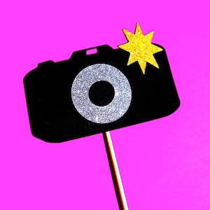 Photo Booth Props - Camera on a stick - GLITTER Photobooth Prop - Great for weddings, birthdays, parties