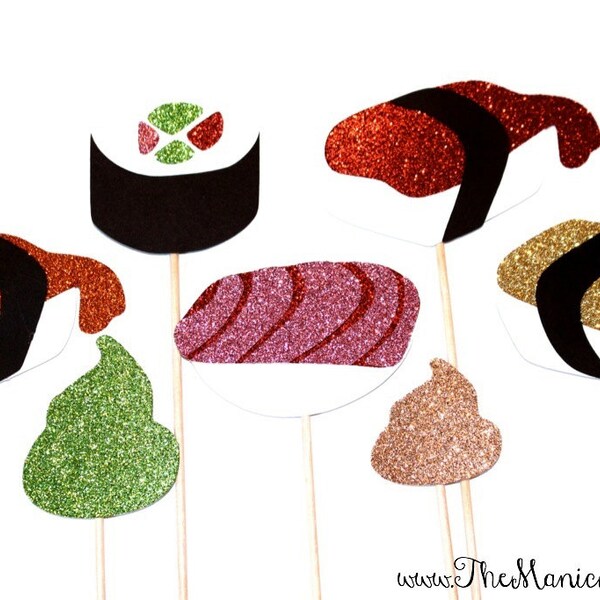 Photo Booth Props ~ Sushi Photo Booth Props ~ Set of 7 Props ~ Fun Foods Collection