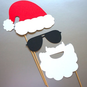 Christmas Photo Booth Props - 3 piece set of Photobooth Props - Cool Santa