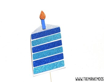 Birthday Cake Photo Booth Props ~ Baby Shower Prop ~ Blue ~ Glitter
