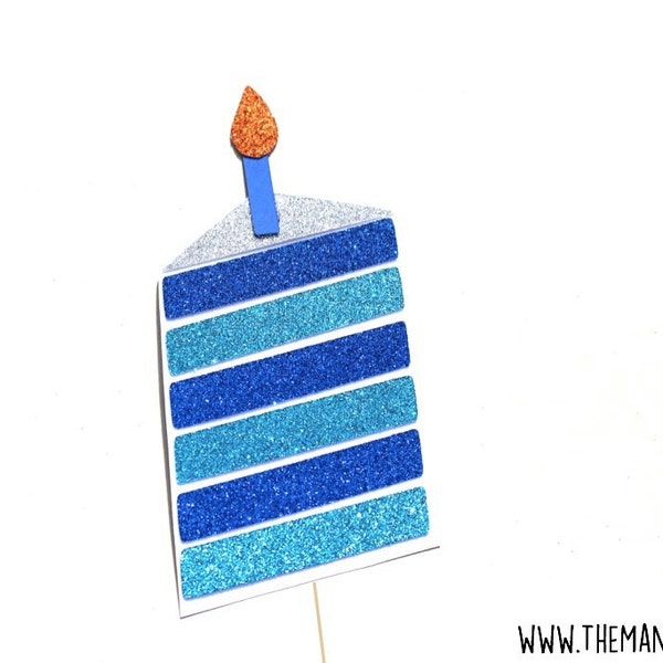 Birthday Cake Photo Booth Props ~ Baby Shower Prop ~ Blue ~ Glitter