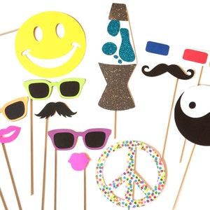 Photo Booth Props - The Decade Collection - 12 piece prop set - 70&#39;s, 80&#39;s, 90&#39;s - Birthdays, Weddings, Parties - Photobooth Props