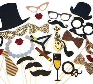 Kit De 30 Accessoires Photomaton Pour Fête - Moustaches, Lunettes, Chapeaux Pour Mariage, Anniversaire