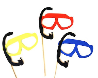 Summer Photo Booth Prop Set - Set of 3 Swim Goggles with Snorkles - Birthdays, Weddings, Parties - Fun Photobooth Props