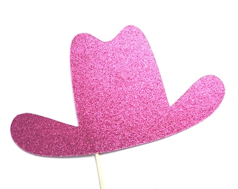 Photo Booth Props - HOT PINK GLITTER Cowgirl Hat Prop - Birthdays, Weddings, Parties - Photobooth Props