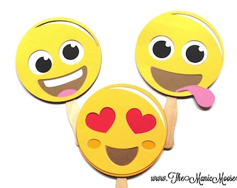 Photo Booth Props ~ Set of 3 Large Emoji Photo Booth Props ~ Emoticon Photo Props