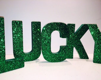 3D Photo Props - LUCKY - Self Standing Glittered LUCKY letters