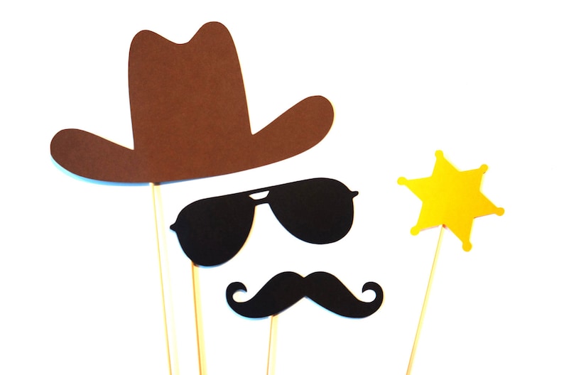 Photo Booth Props Cowboy Photo Prop Set 4 piece set Birthdays, Weddings, Parties Photobooth Props image 1