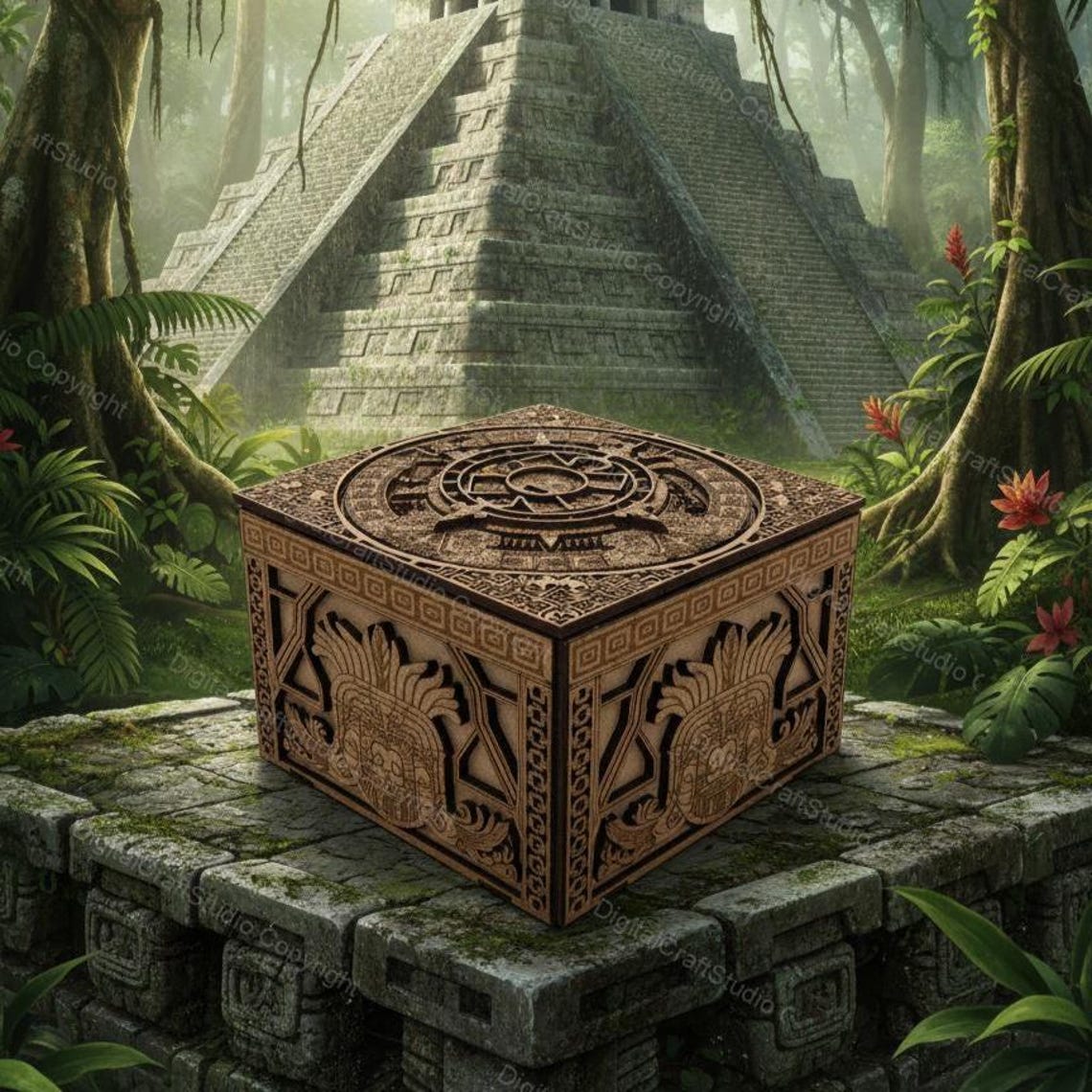Mayan Aztec Laser Cut Box File for 3mm Wood | Intricate Decorative ...