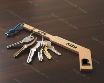 Personalized Hockey Stick Keychain | Custom Engraved Wood Keyring for Sports Fans & Teams