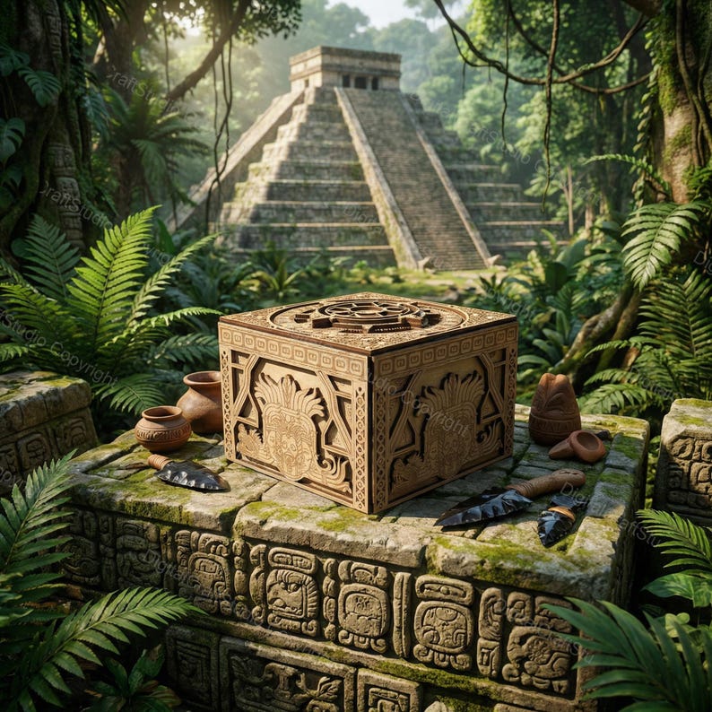 Mayan Aztec Laser Cut Box File for 3mm Wood | Intricate Decorative ...