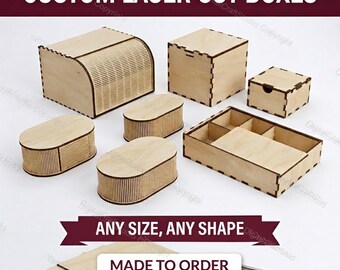 File SVG per scatole personalizzate tagliate al laser - Design fai-da-te per scatole regalo e contenitori, adatti a qualsiasi materiale, dimensione e forma!