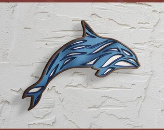 Layered Dolphin Laser Cut SVG File | 3D Ocean Wood Art (Digital Download)