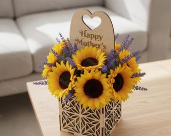Mother's Day Flower Box SVG | Laser Cut Wooden Gift for Mom | DIY Floral Decor File