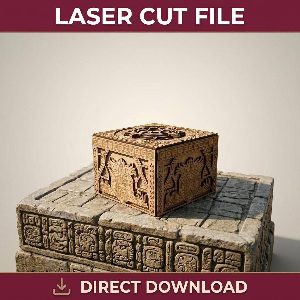Mayan Aztec Laser Cut Box File for 3mm Wood | Intricate Decorative ...