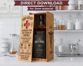 Archivo de corte láser "Botiquín de primeros auxilios" de Daniel Whiskey – Caja de regalo (SVG, DXF) – Regalo para amigos