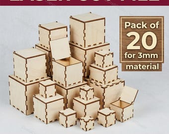 20 Laser Cut Box Files for 3mm Material | SVG DXF CDR (Digital Download)