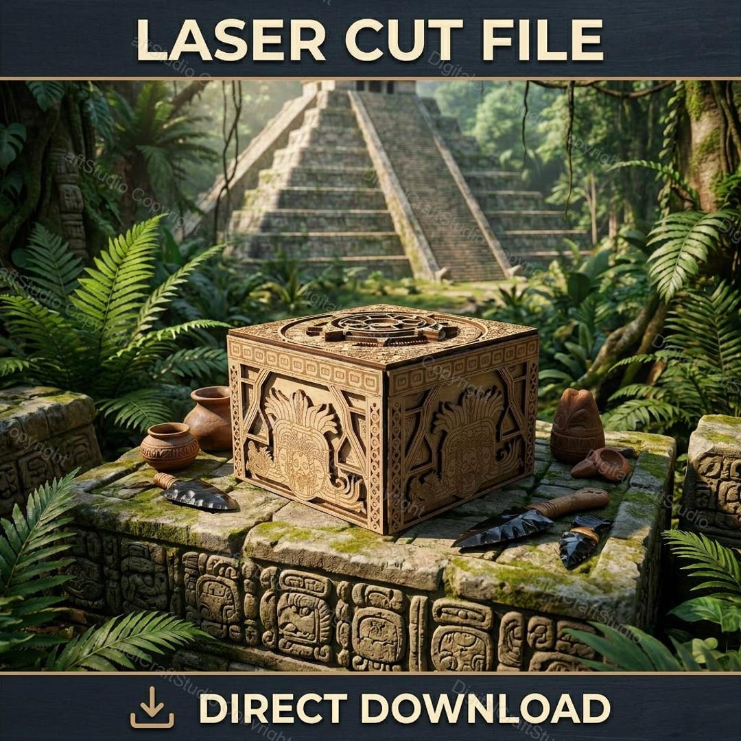 Mayan Aztec Laser Cut Box File for 3mm Wood | Intricate Decorative ...