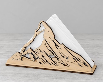 Servilletero de montaña SVG - Archivo de corte láser para madera - Decoración rústica de cocina - Centro de mesa ÚNICO