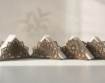 Archivo de corte láser para soporte de servilletas con diseño de mandala / 4 diseños únicos / Decoración de mesa en madera contrachapada de 3 mm (SVG) / Uso comercial