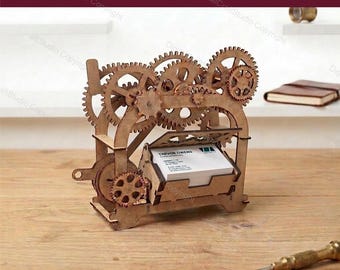 Tarjetero cortado a láser / Organizador de escritorio con equipo Steampunk (archivos SVG y DXF)