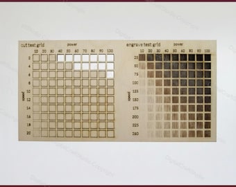 3mm Laser Cut Engrave Test Grid File | Optimize Machine Settings (Digital Download)