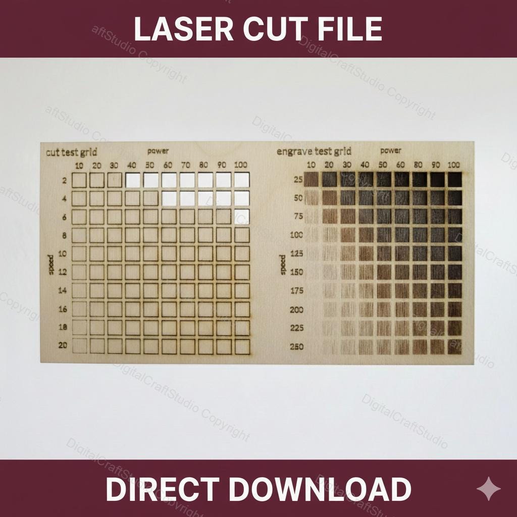 3mm Laser Cut Engrave Test Grid File | Optimize Machine Settings ...
