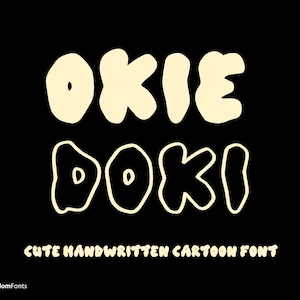 Duo de polices Okie Doki - Regular & Outlined : lettres bulles, police de caractères style dessin animé