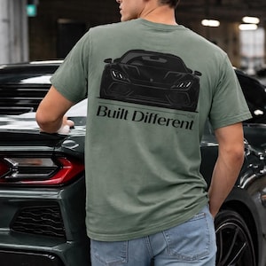 Garment Dyed Car T-Shirt: Minimalist Automotive Back Print Tee