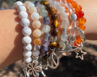 Aangepaste kristallen bedelarmband | Edelsteenkraal, spirituele sieraden