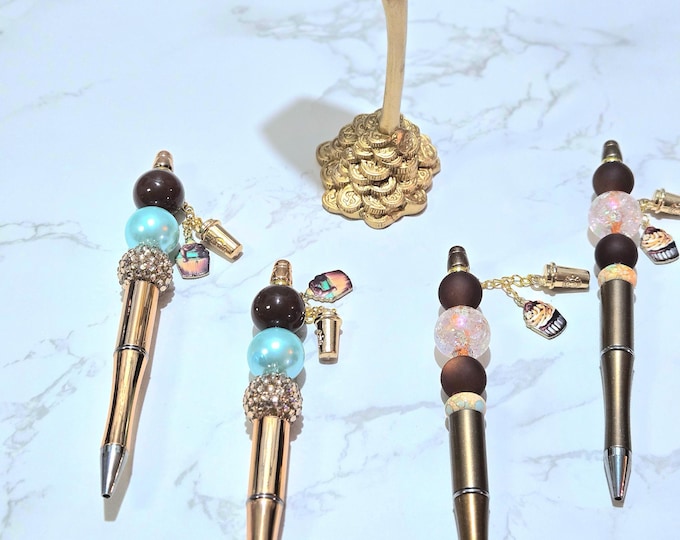 Featured listing image: Hand-crafted Beaded Pens, Coffee, Self-Love, Christmas, Birthday, Mothers, Teachers, Journaling, WFH-Office, Collectable, Bride Bridesmaid